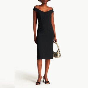Dion Lee Black Stretch-Cady Off-Shoulder Midi Dress